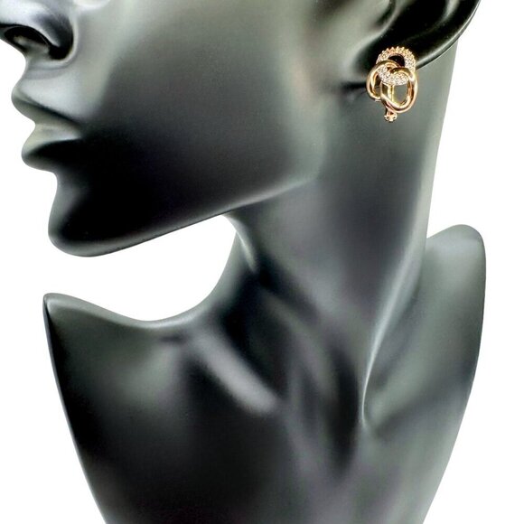 New Circle Huggie Earrings 14K Gold Plated CZ Geometric Preppy Timeless Chic - Picture 3 of 11